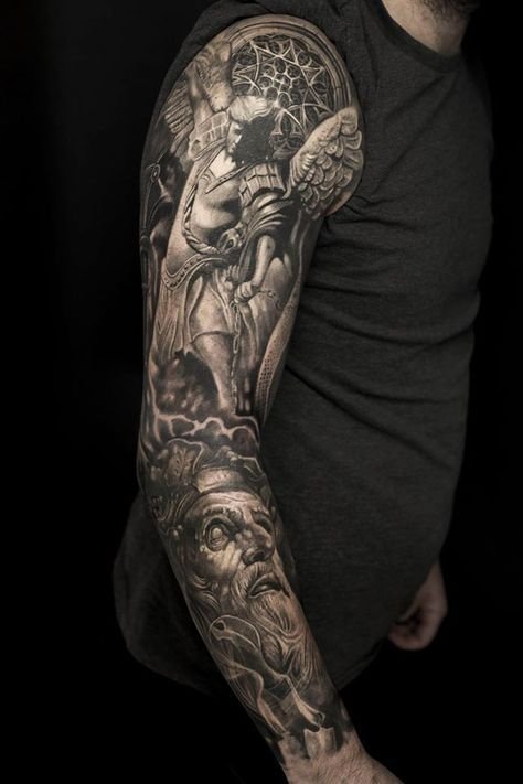 Татуировка рукава с ангелом