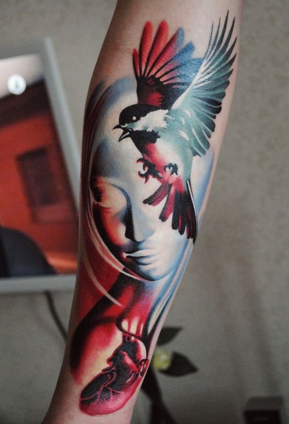татуювання птахів на руці для дівчат
