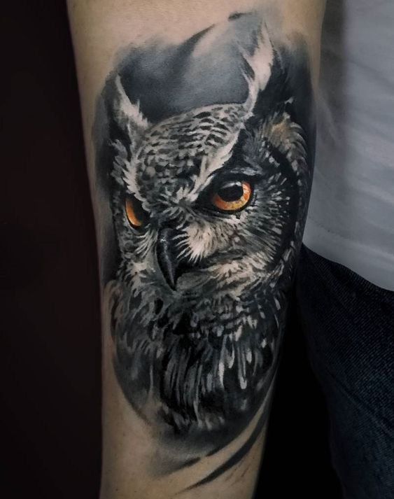 3д татуювання сови на руці
