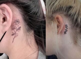 красивые татуировки сзади за ухом